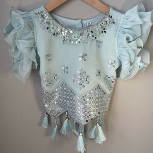 Womens size 24 ruffle tassel corset top made in India‎